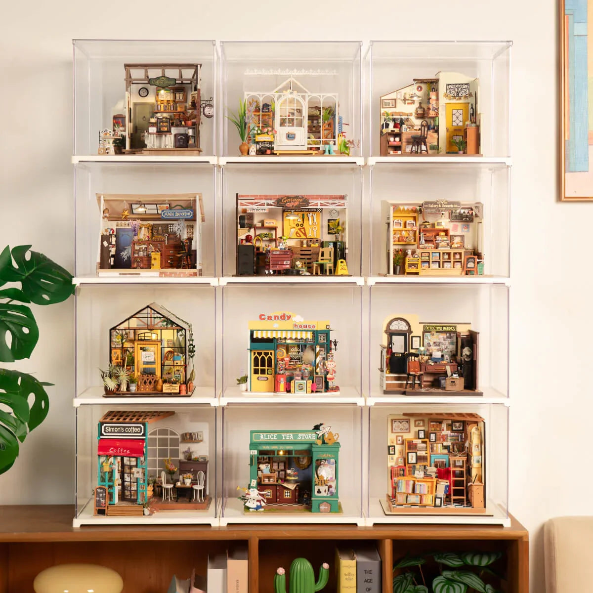 Vitrine Expositora Empilhável para Casas Miniatura
