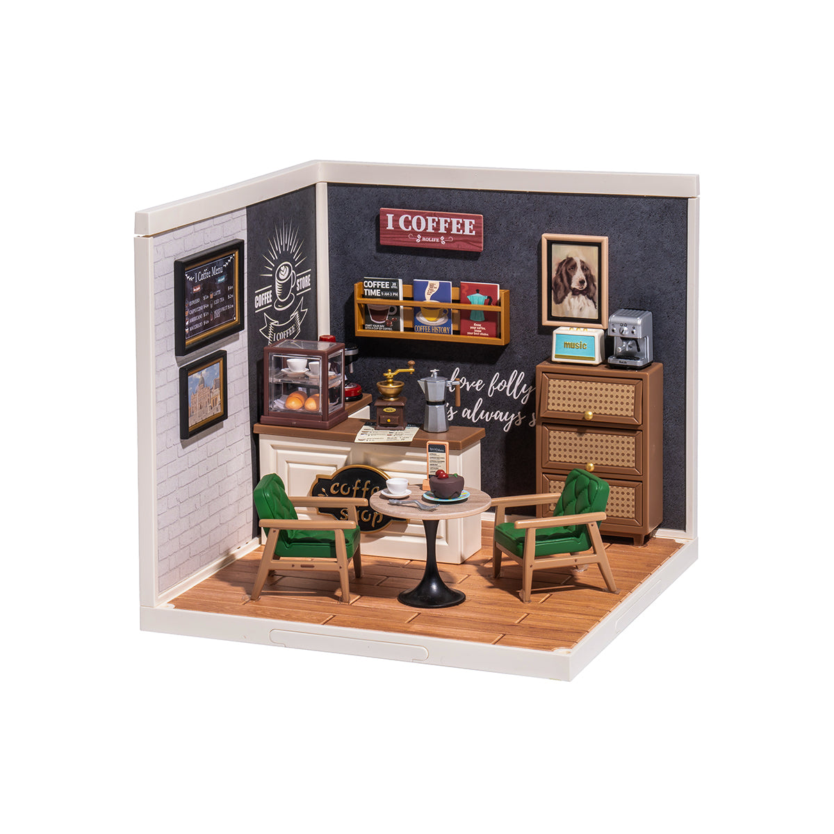 Casa Miniatura "Cafeteria Criativa" DIY (Faça Você Mesmo)