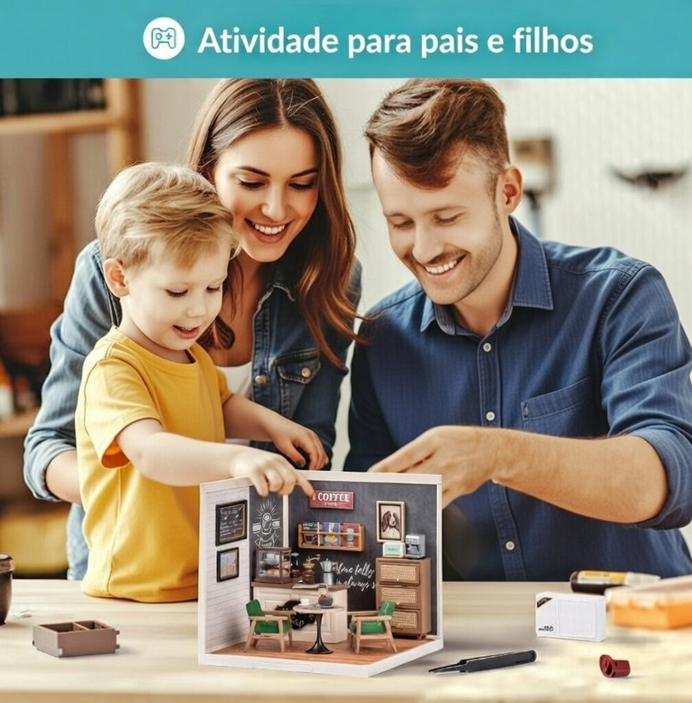 Casa Miniatura "Cafeteria Criativa" DIY (Faça Você Mesmo)