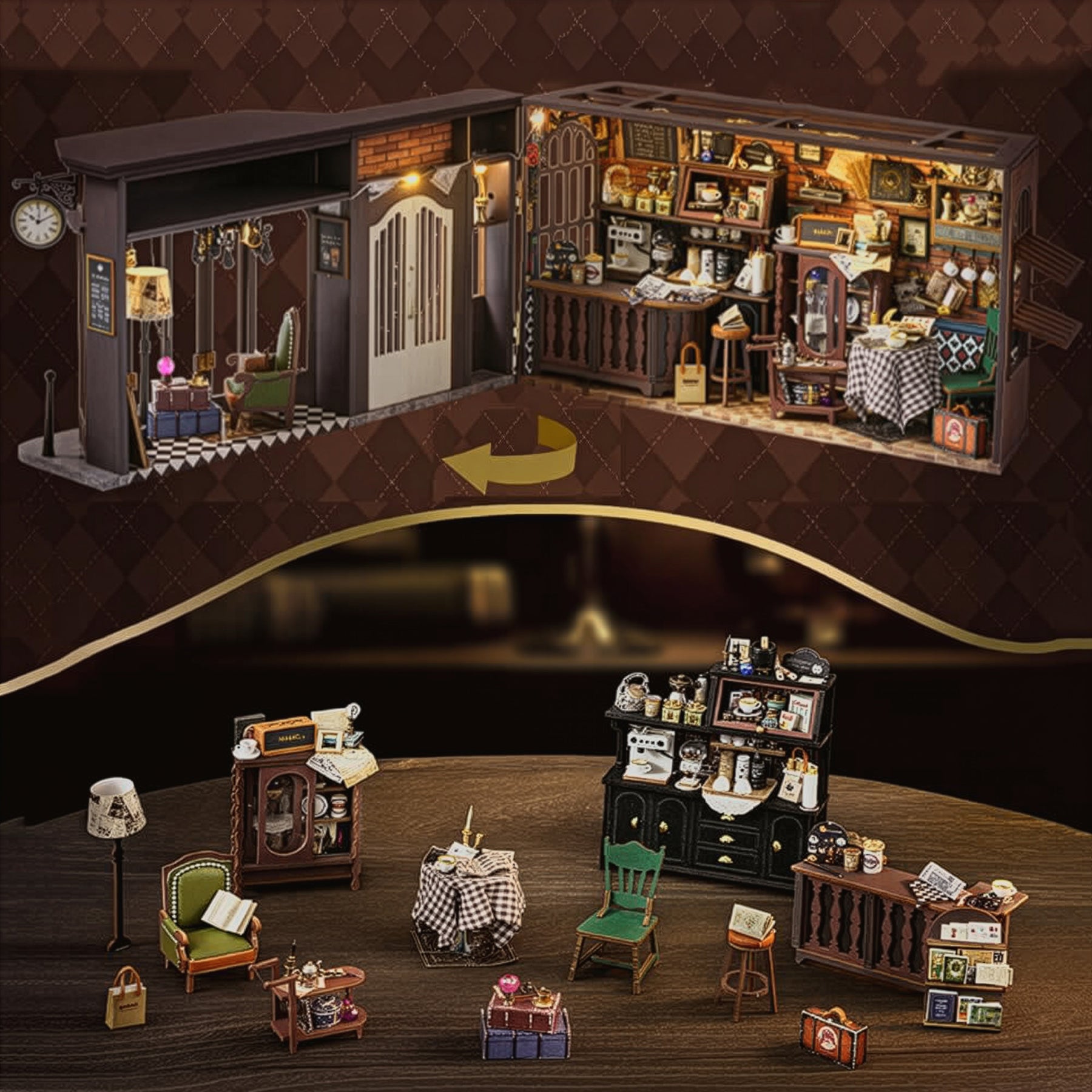 Casa Miniatura "Cafeteria Encantada" DIY (Faça Você Mesmo)