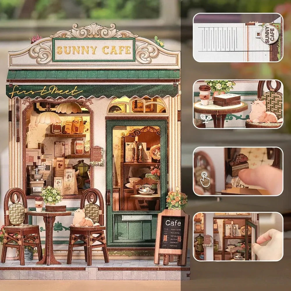 Casa Miniatura "Cafeteria Iluminada" DIY (Faça Você Mesmo)