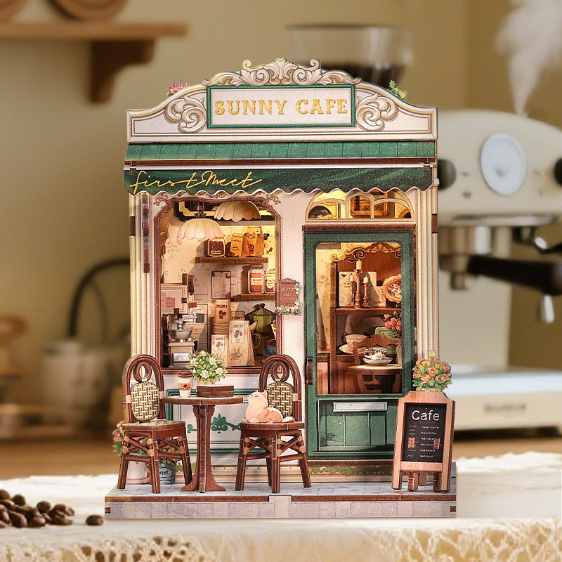 Casa Miniatura "Cafeteria Iluminada" DIY (Faça Você Mesmo)