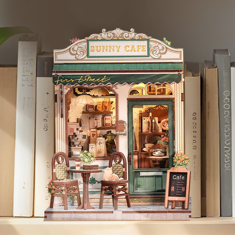 Casa Miniatura "Cafeteria Iluminada" DIY (Faça Você Mesmo)