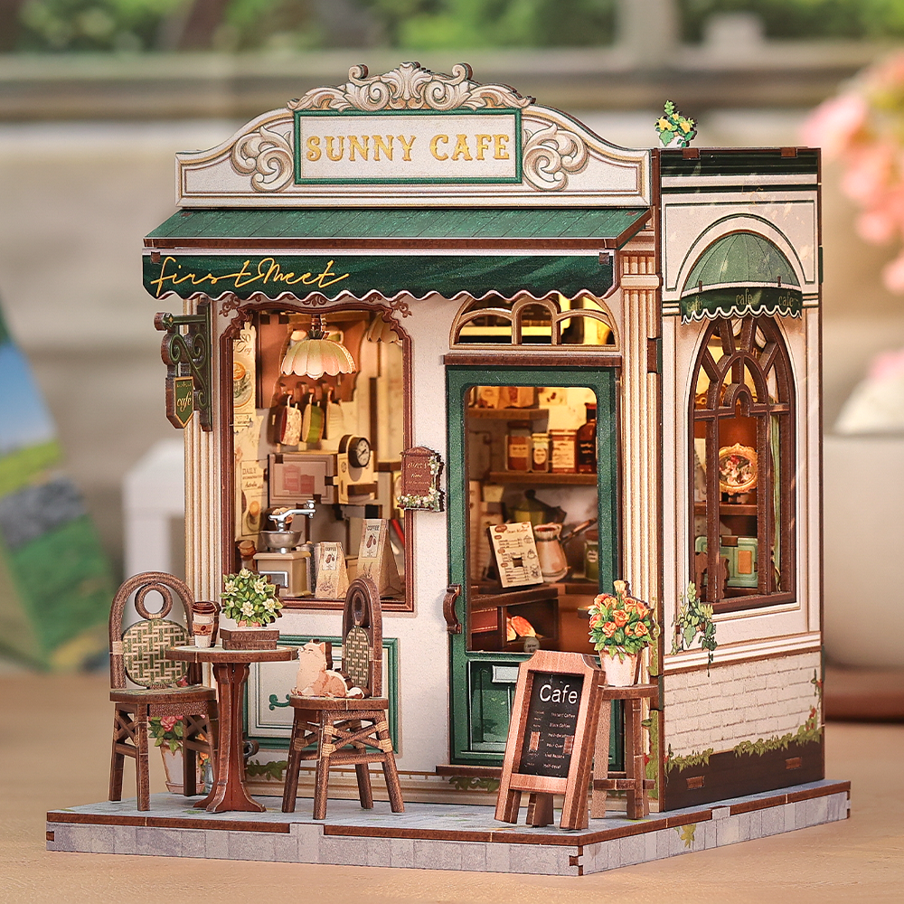 Casa Miniatura "Cafeteria Iluminada" DIY (Faça Você Mesmo)