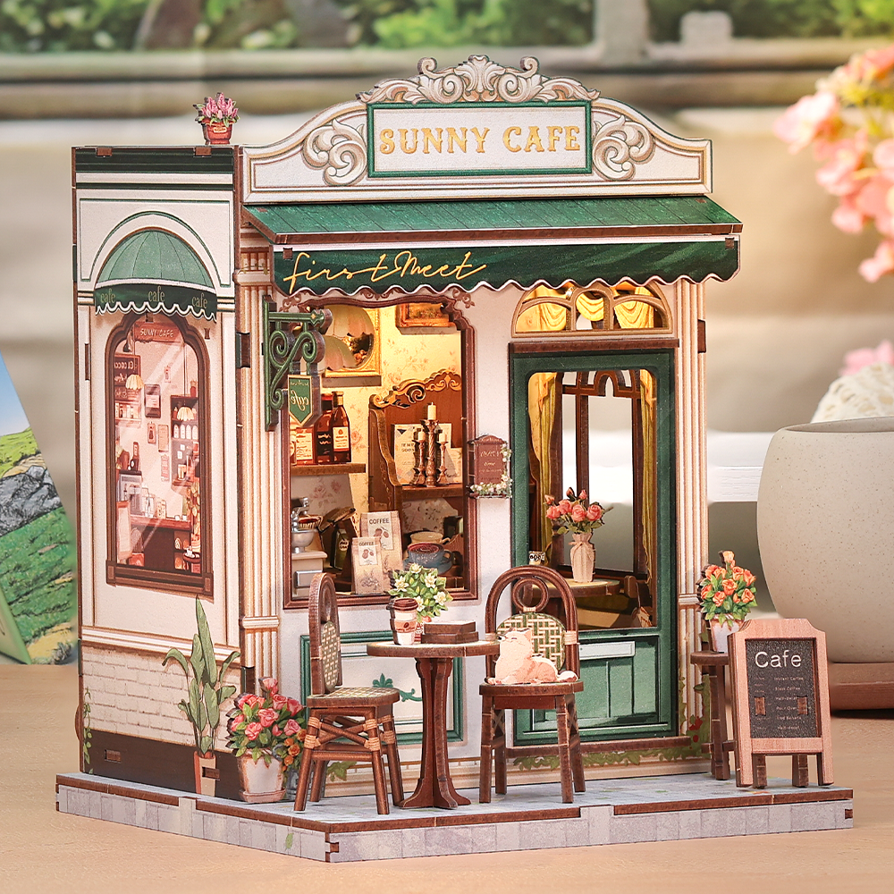 Casa Miniatura "Cafeteria Iluminada" DIY (Faça Você Mesmo)