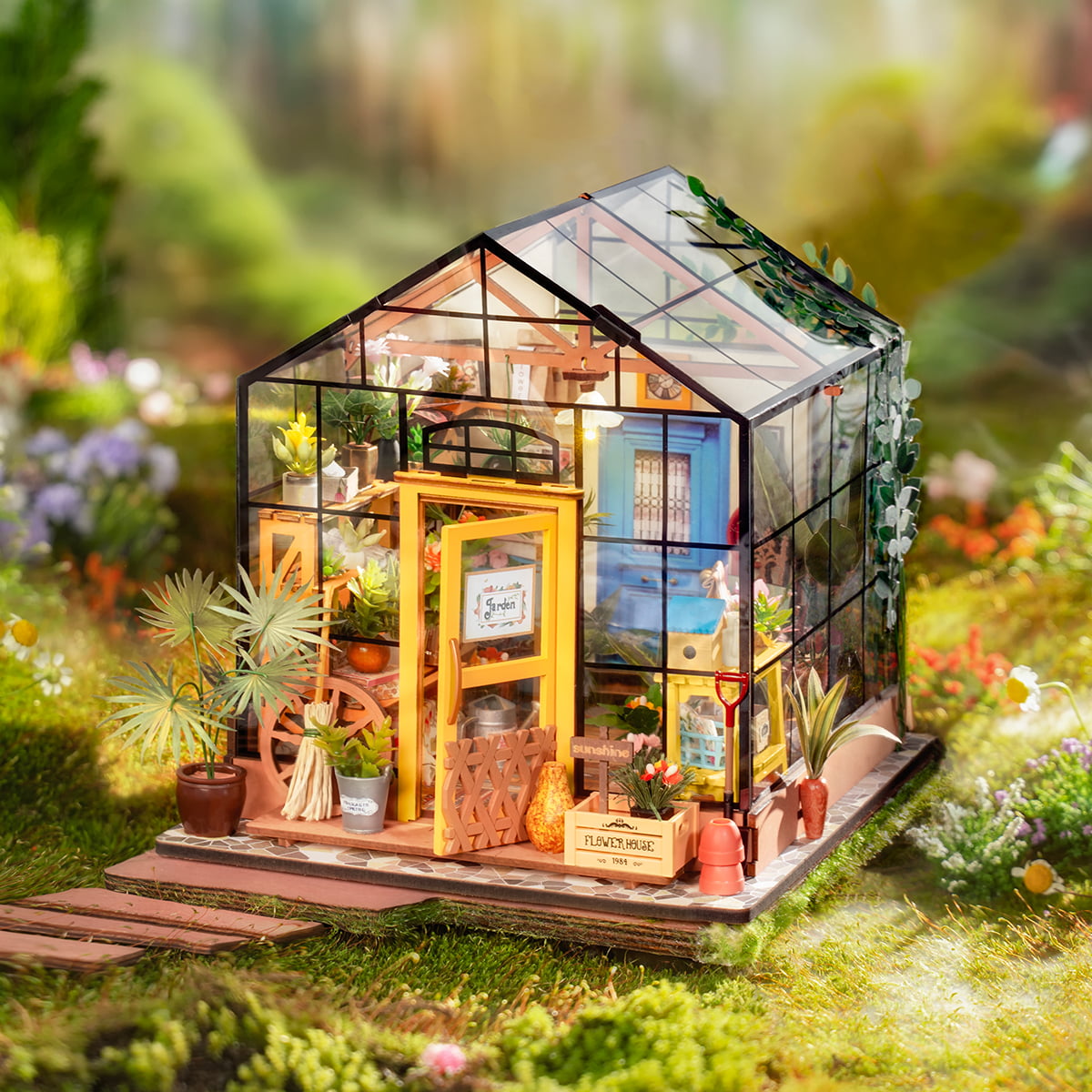 Casa Miniatura "Casa de Flores Encantadora" DIY (Faça Você Mesmo)