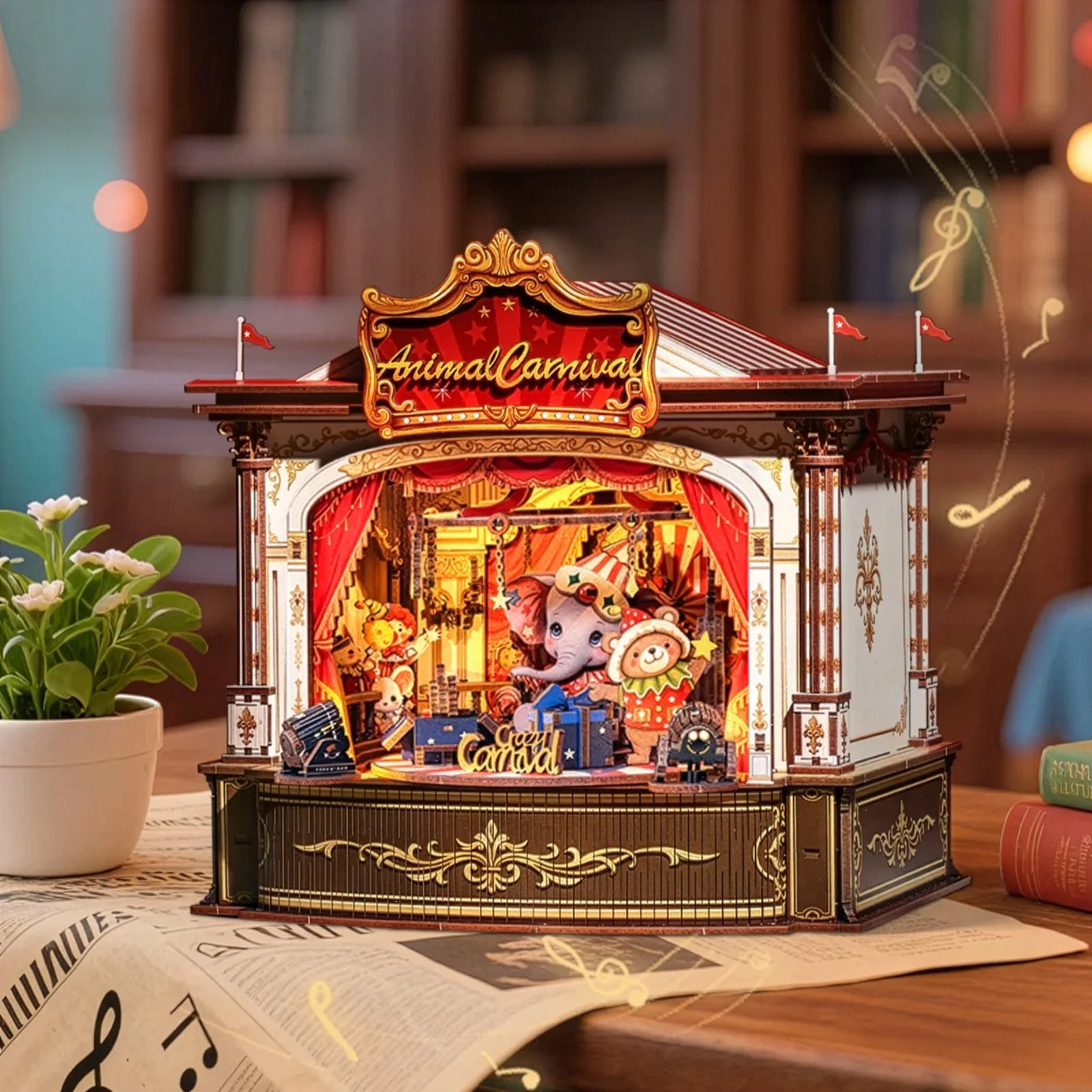 Casa Miniatura "Circo dos Animais Musicais" DIY (Faça Você Mesmo)