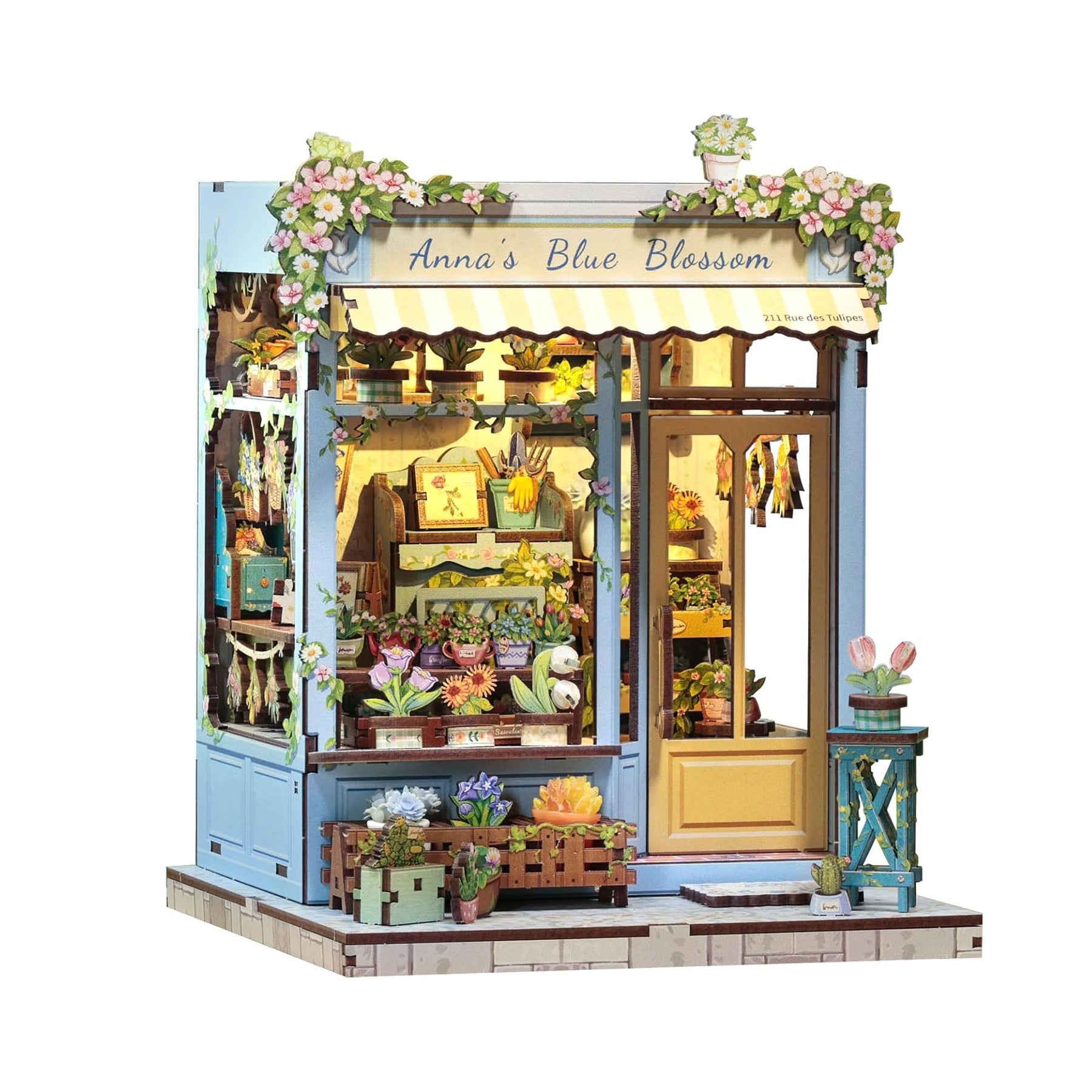 Casa Miniatura "Floricultura Azul de Anna" DIY (Faça Você Mesmo)