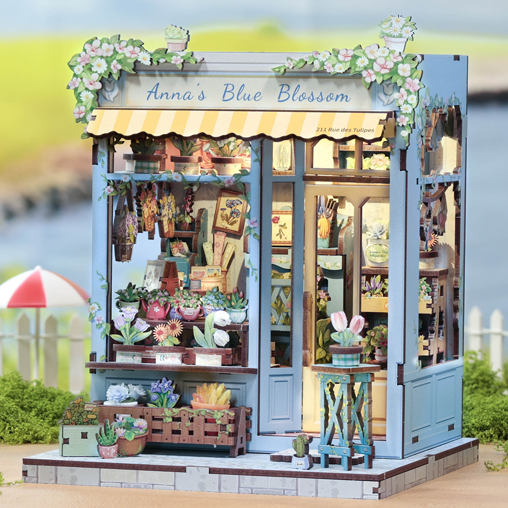Casa Miniatura "Floricultura Azul de Anna" DIY (Faça Você Mesmo)