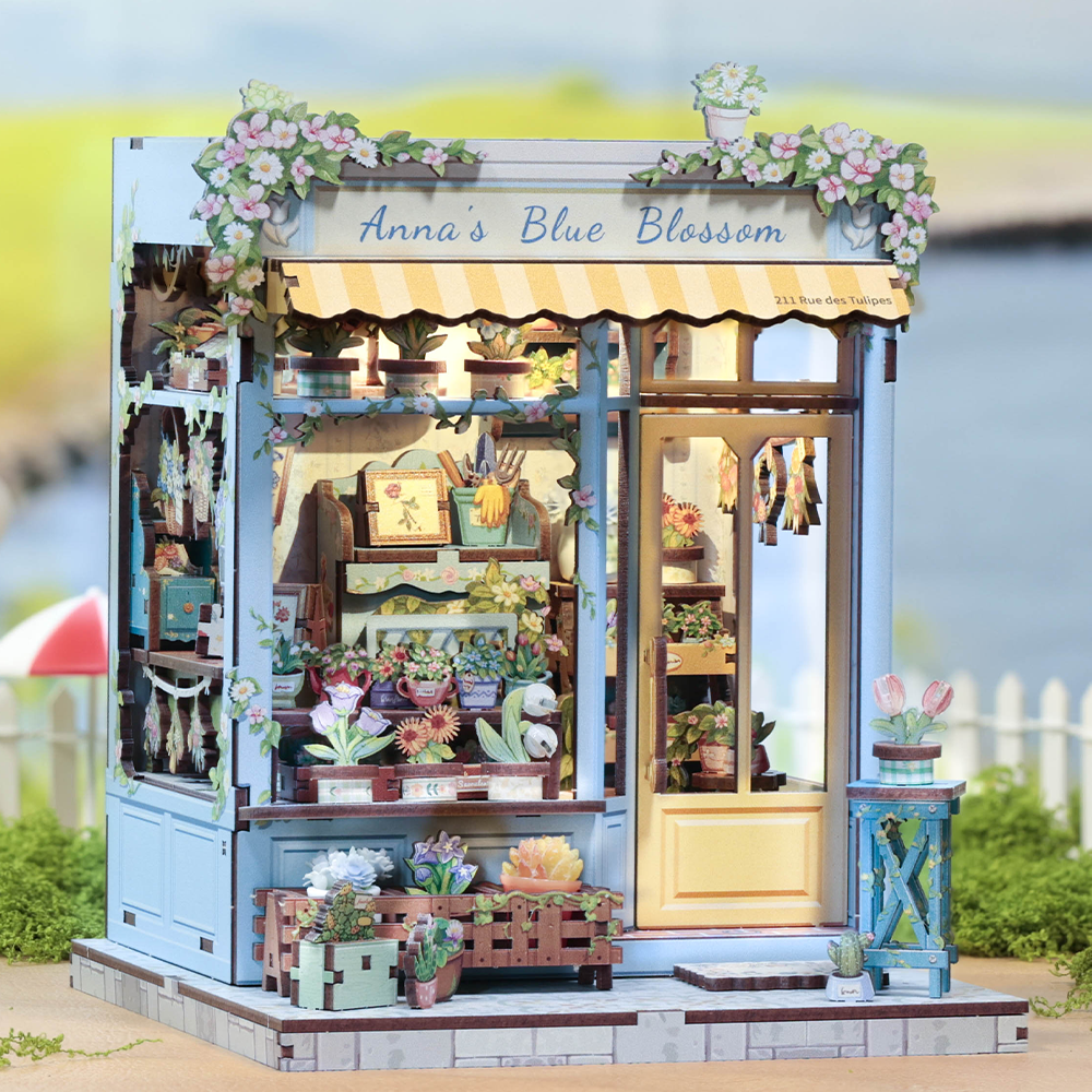 Casa Miniatura "Floricultura Azul de Anna" DIY (Faça Você Mesmo)