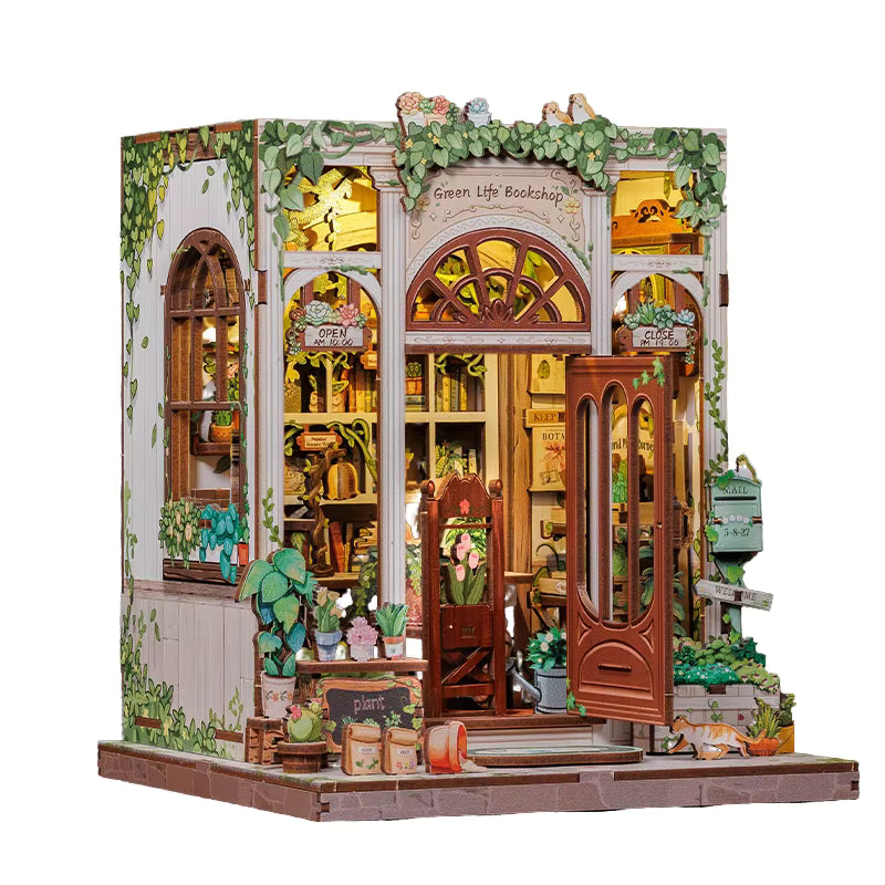 Casa Miniatura "Livraria de Plantas" DIY (Faça Você Mesmo)