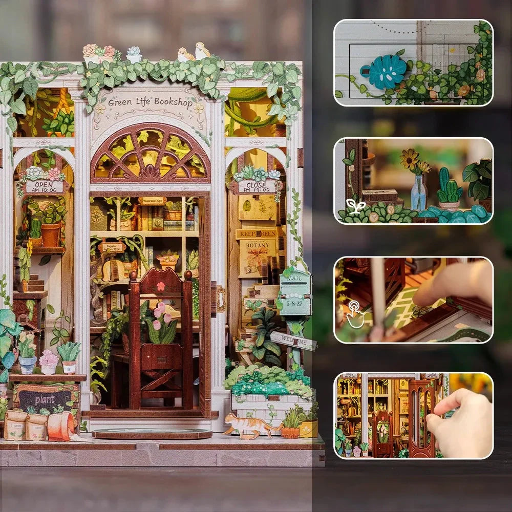Casa Miniatura "Livraria de Plantas" DIY (Faça Você Mesmo)