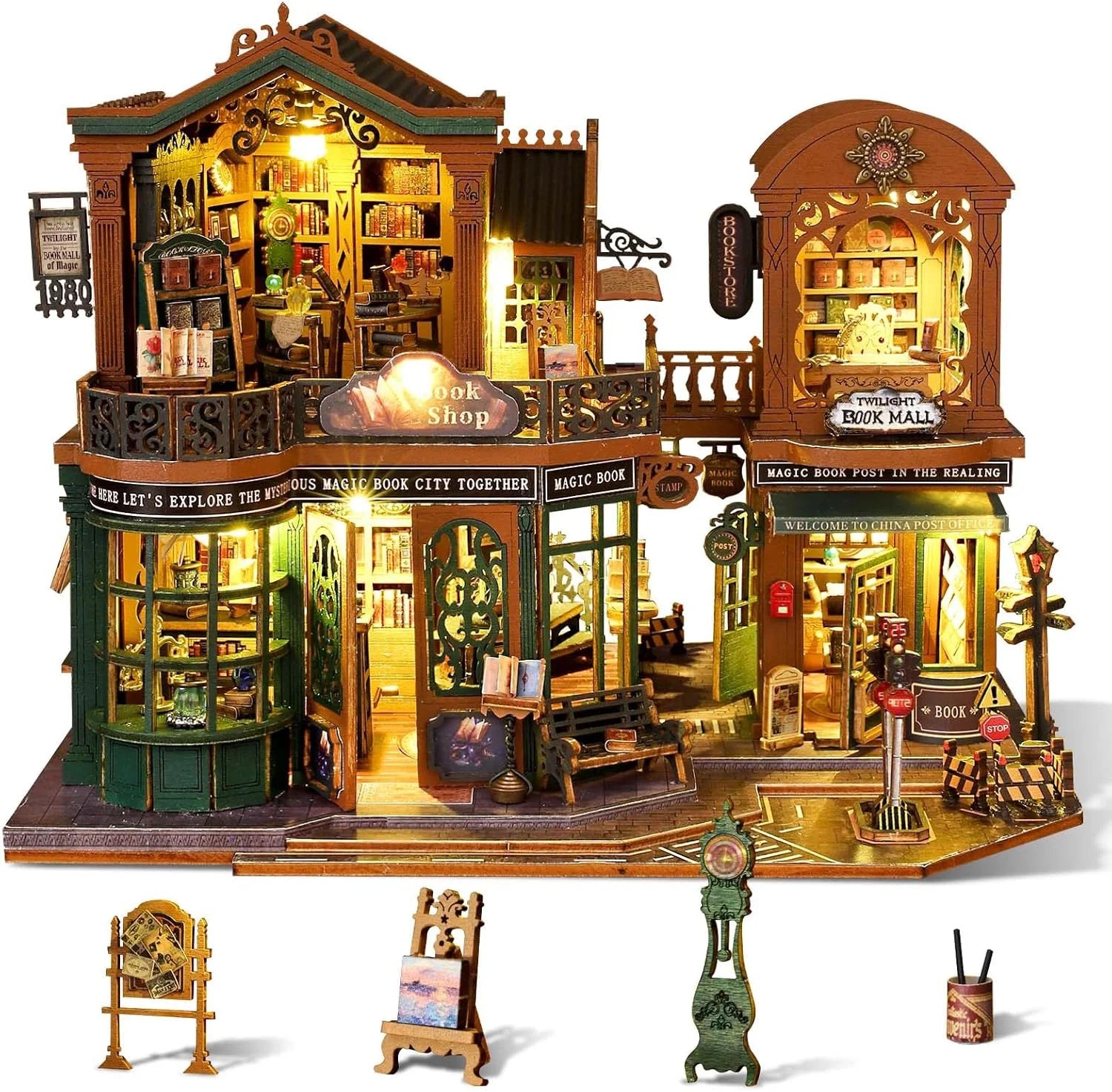 Casa Miniatura "Livraria do Entardecer" DIY (Faça Você Mesmo)