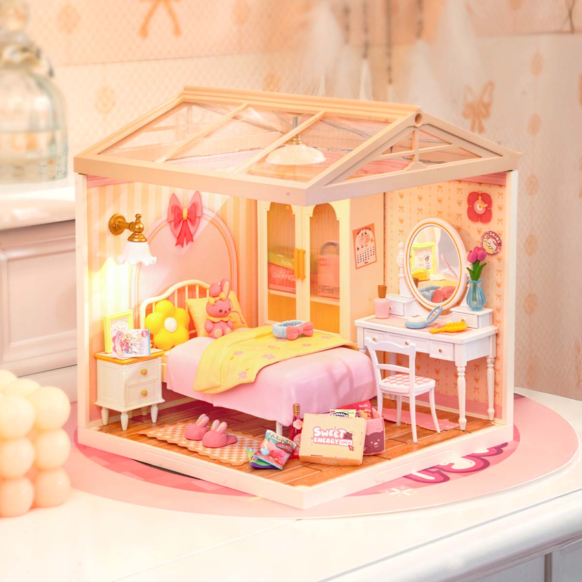 Casa Miniatura "O Encantador Quarto Rosa" DIY (Faça Você Mesmo)