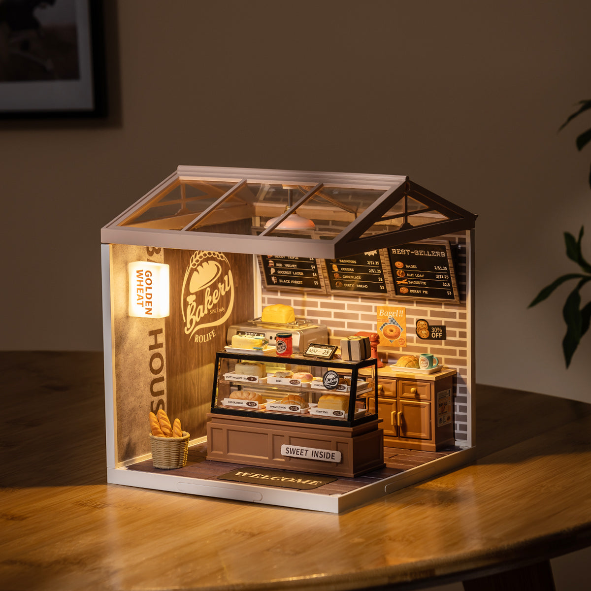 Casa Miniatura "Padaria Trigo Dourado" DIY (Faça Você Mesmo)