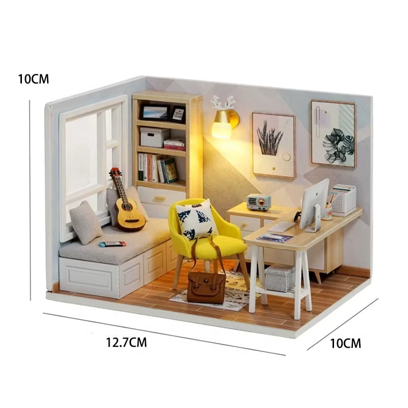 Casa Miniatura "Sala de Estudos" DIY (Faça Você Mesmo)
