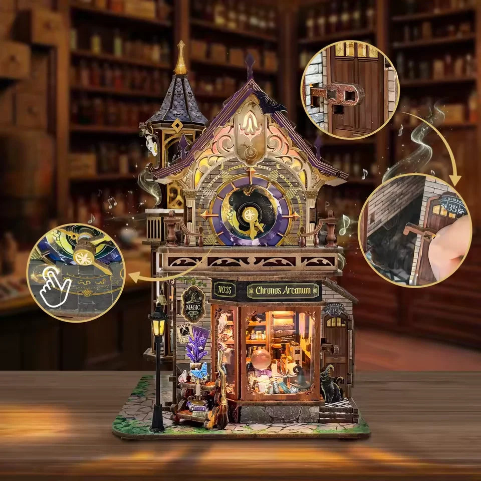 Casa Miniatura "Torre do Relógio Fantástico" DIY (Faça Você Mesmo)