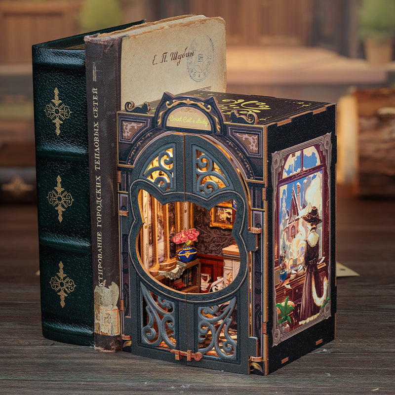 Book Nook "O Estudo do Conde Gato" DIY (Faça Você Mesmo)