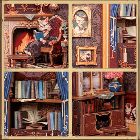 Book Nook "O Estudo do Conde Gato" DIY (Faça Você Mesmo)