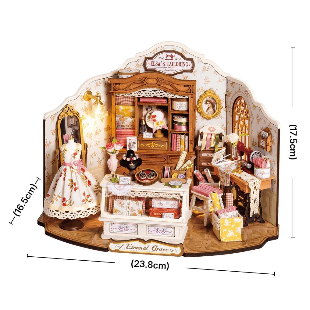 Casa Miniatura "Ateliê de Costura Retrô da Elsa" DIY (Faça Você Mesmo)