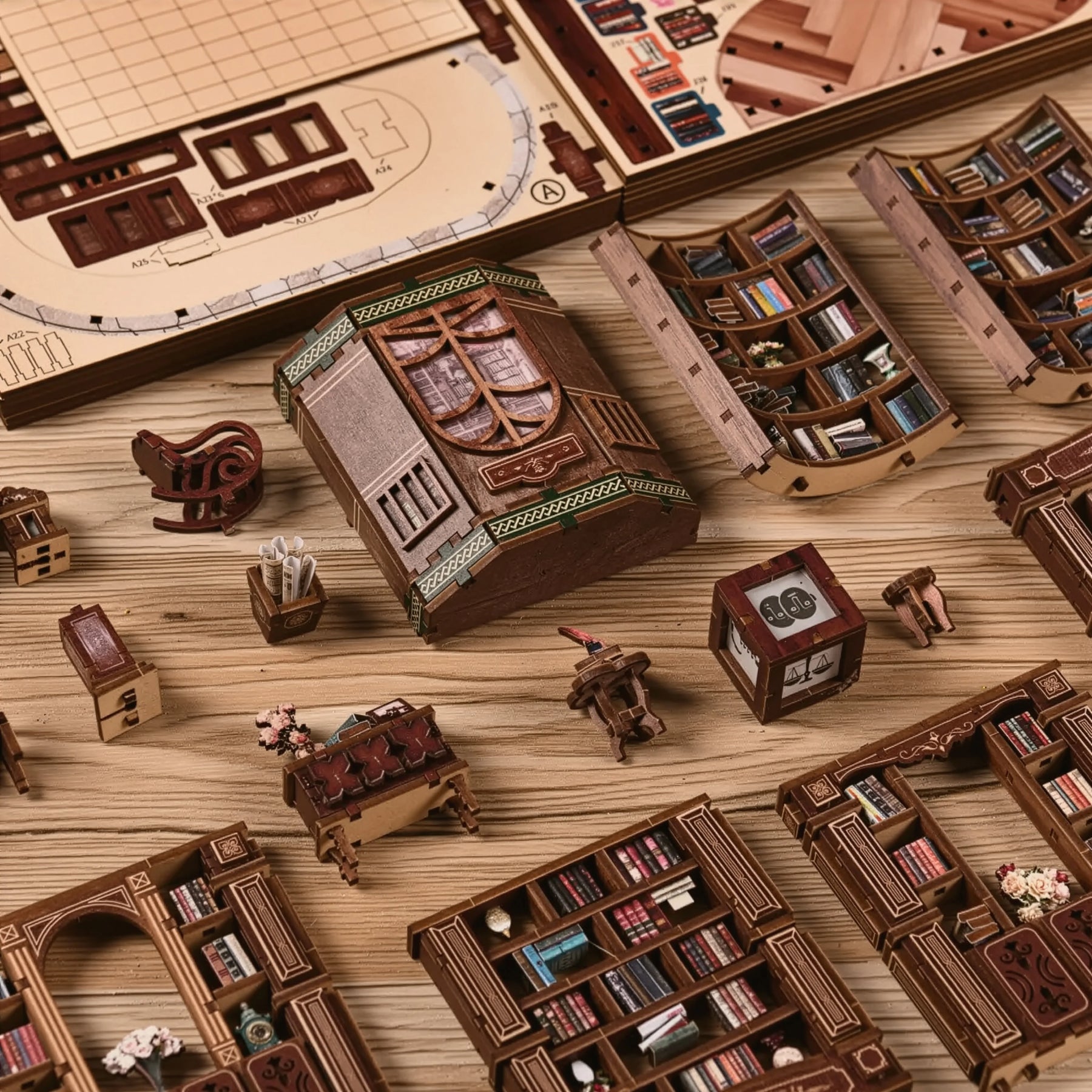 Casa Miniatura "Biblioteca Encantada" DIY (Faça Você Mesmo)