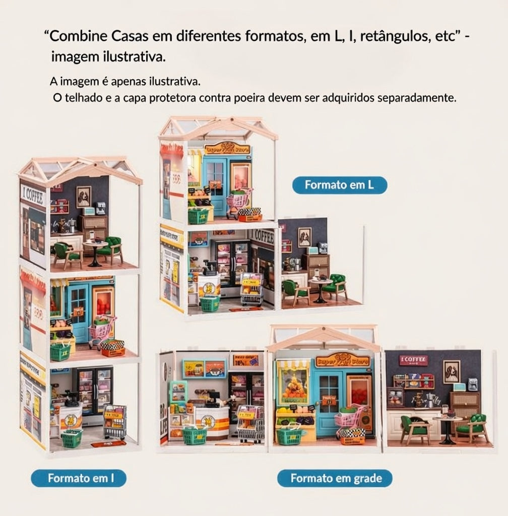 Casa Miniatura "Cafeteria Criativa" DIY (Faça Você Mesmo)