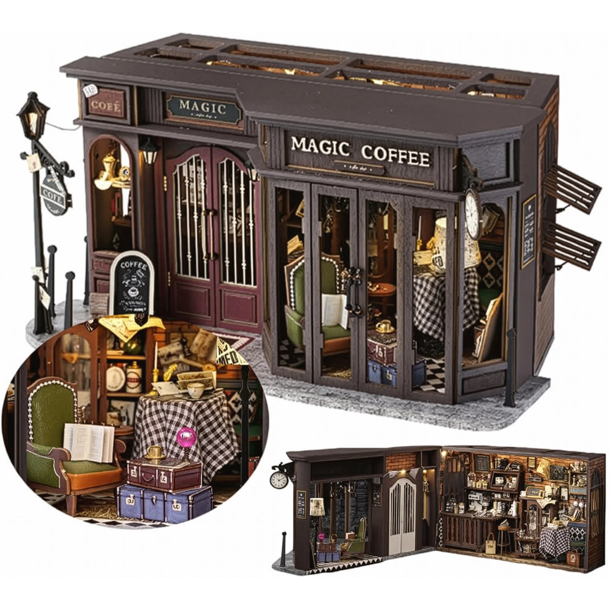 Casa Miniatura "Cafeteria Encantada" DIY (Faça Você Mesmo)