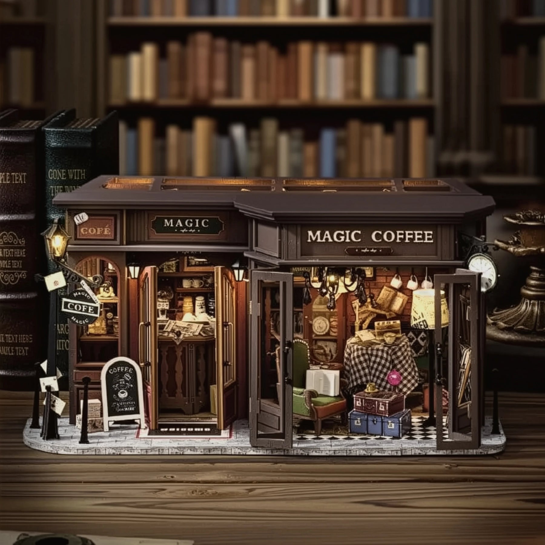 Casa Miniatura "Cafeteria Encantada" DIY (Faça Você Mesmo)