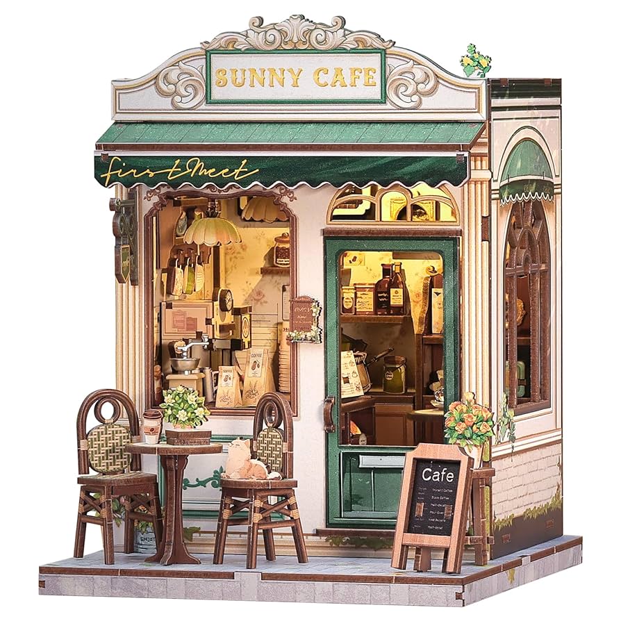 Casa Miniatura "Cafeteria Iluminada" DIY (Faça Você Mesmo)