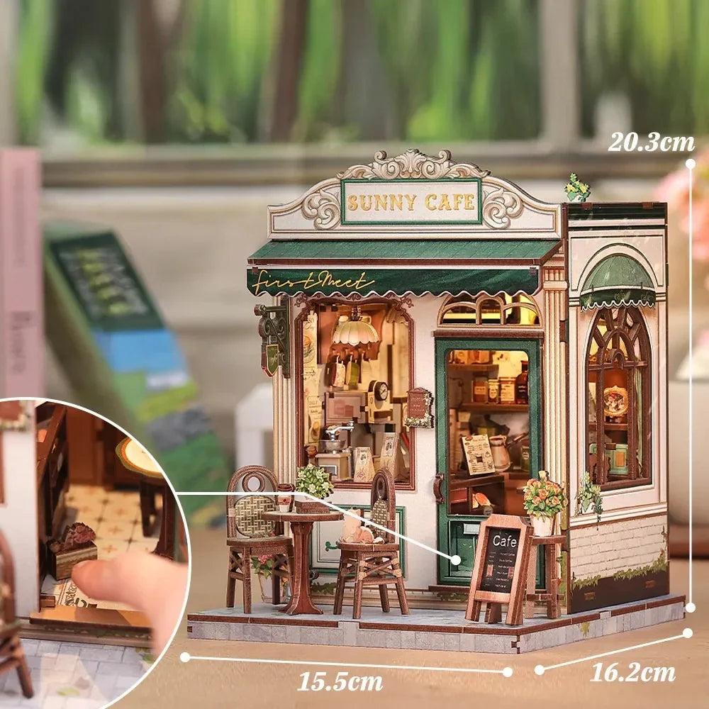 Casa Miniatura "Cafeteria Iluminada" DIY (Faça Você Mesmo)