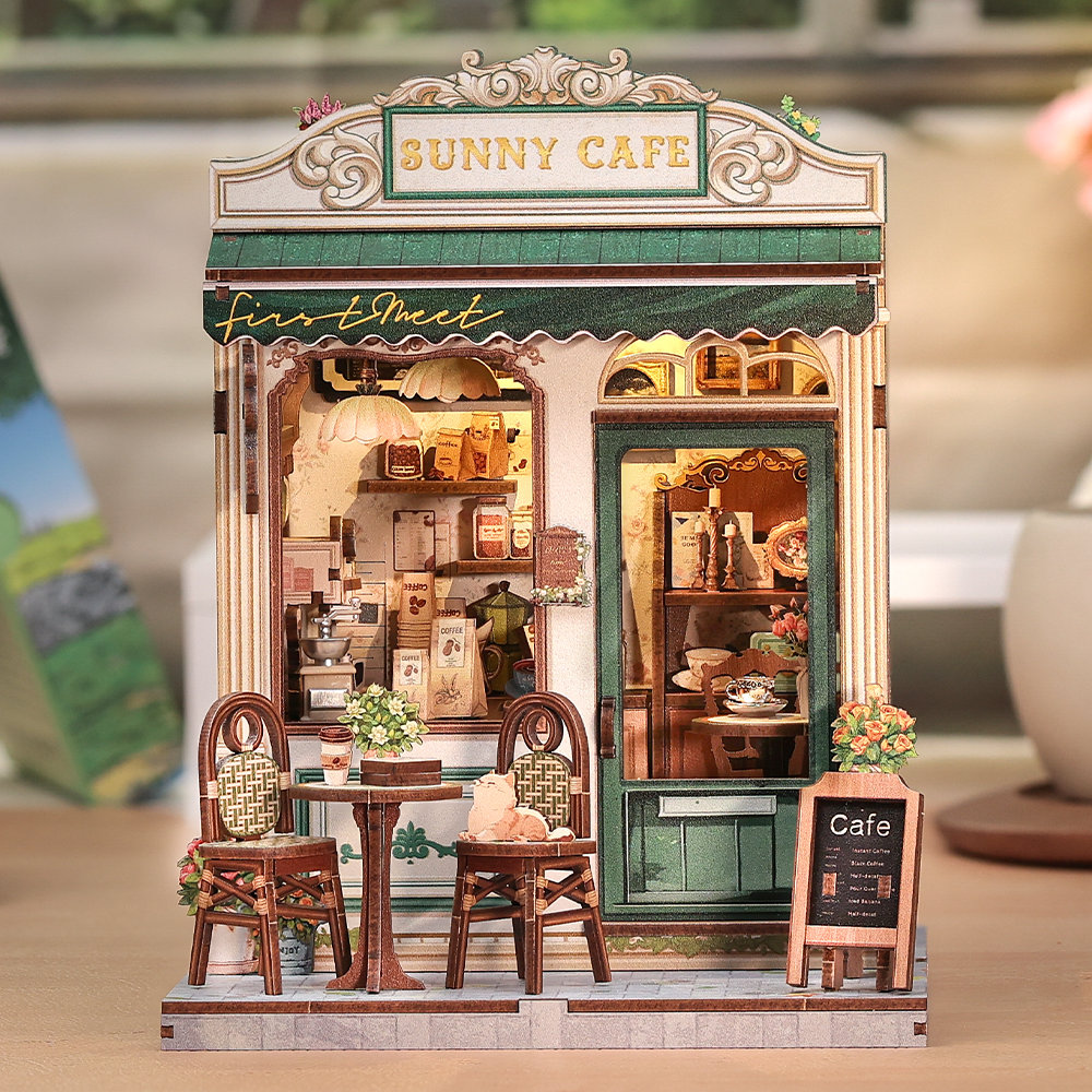 Casa Miniatura "Cafeteria Iluminada" DIY (Faça Você Mesmo)