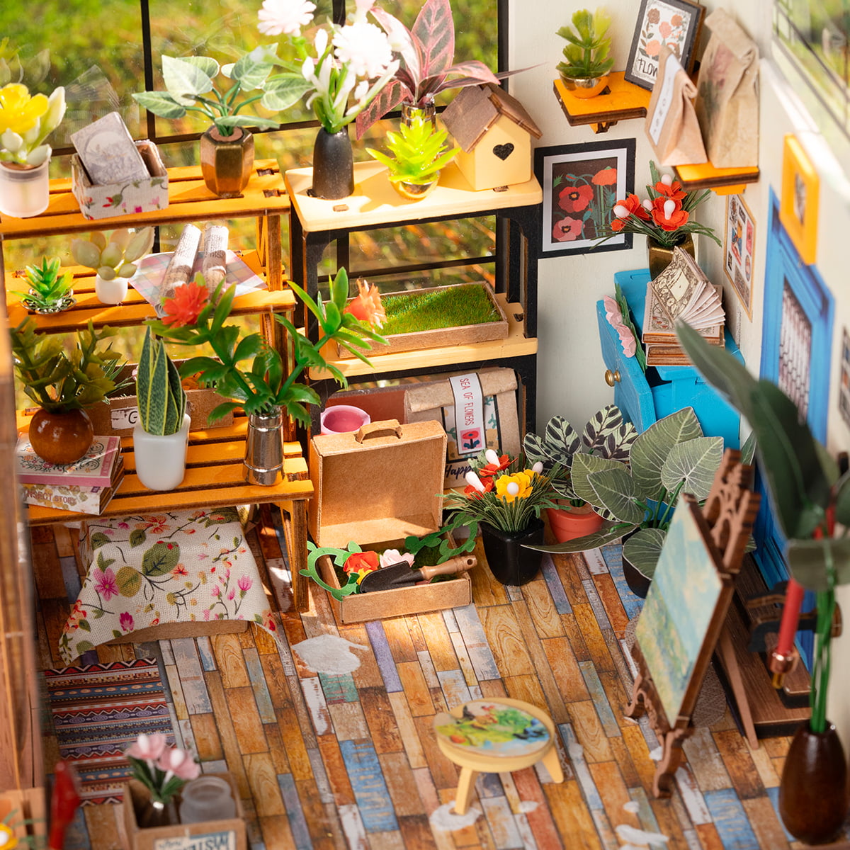 Casa Miniatura "Casa de Flores Encantadora" DIY (Faça Você Mesmo)