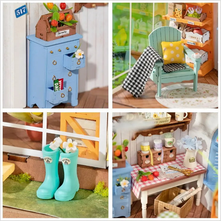 Casa Miniatura "Casa de Jardim Encantadora" DIY (Faça Você Mesmo)