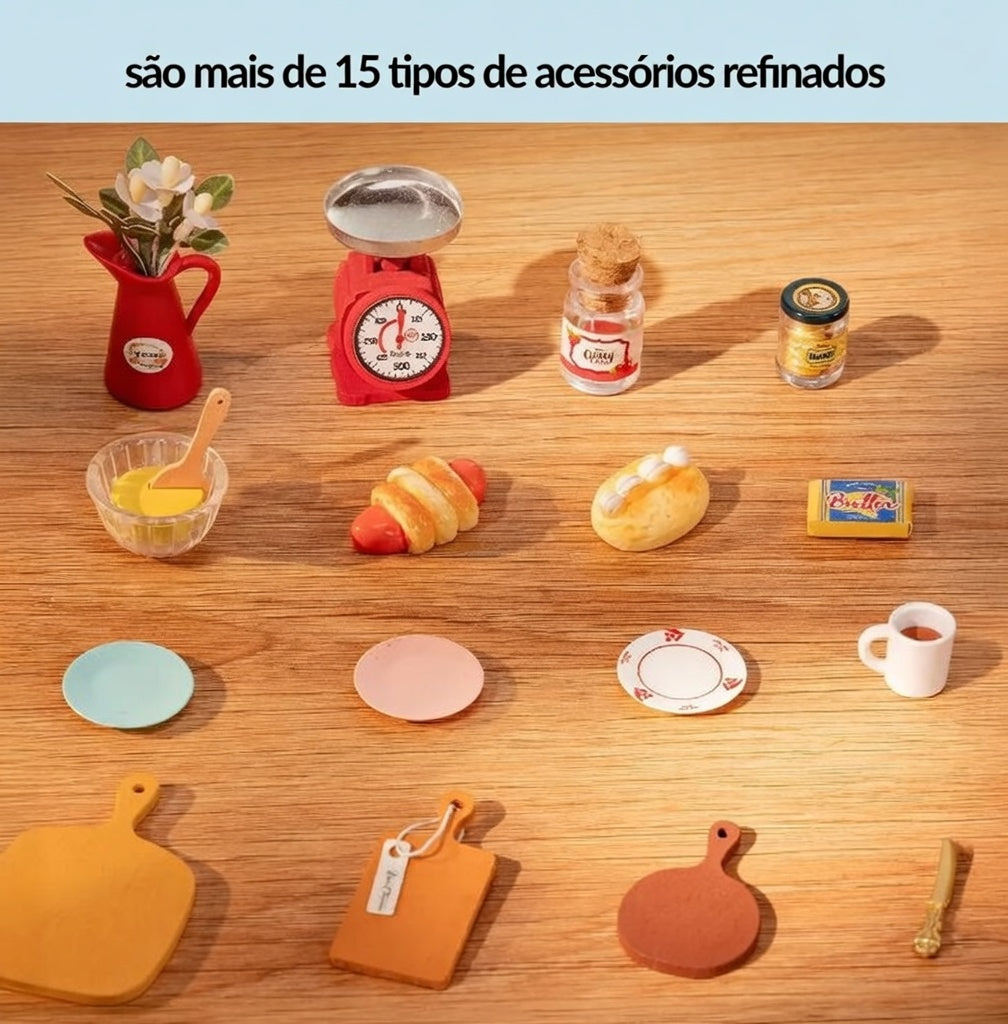 Casa Miniatura "Cozinha Retrô" DIY (Faça Você Mesmo)