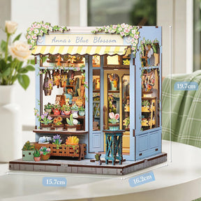 Casa Miniatura "Floricultura Azul de Anna" DIY (Faça Você Mesmo)