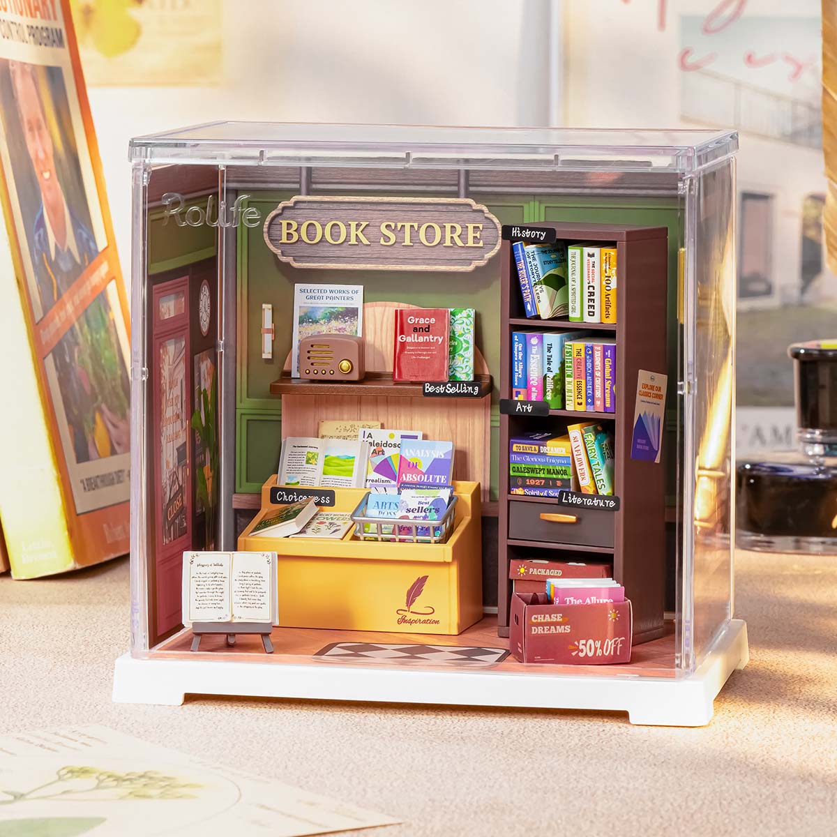 Casa Miniatura "Livraria Clássica" DIY (Faça Você Mesmo)