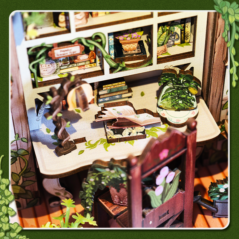 Casa Miniatura "Livraria de Plantas" DIY (Faça Você Mesmo)