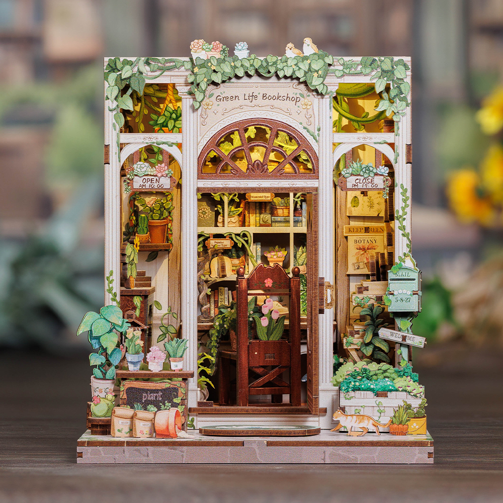 Casa Miniatura "Livraria de Plantas" DIY (Faça Você Mesmo)