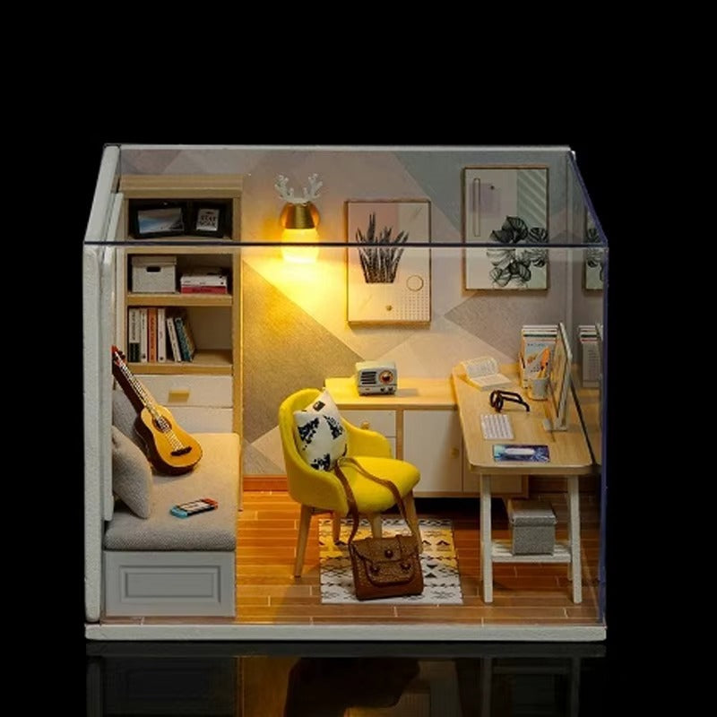 Casa Miniatura "Sala de Estudos" DIY (Faça Você Mesmo)