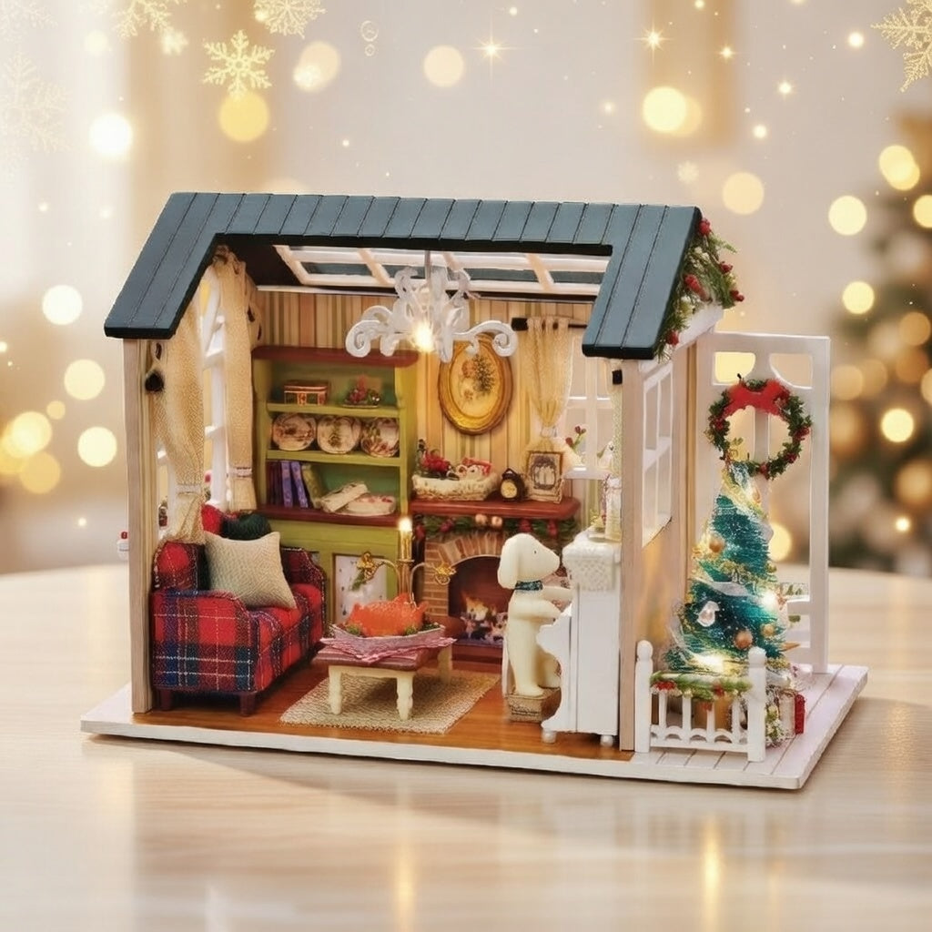 Casa Miniatura "Sala Natalina Feliz" DIY (Faça Você Mesmo)