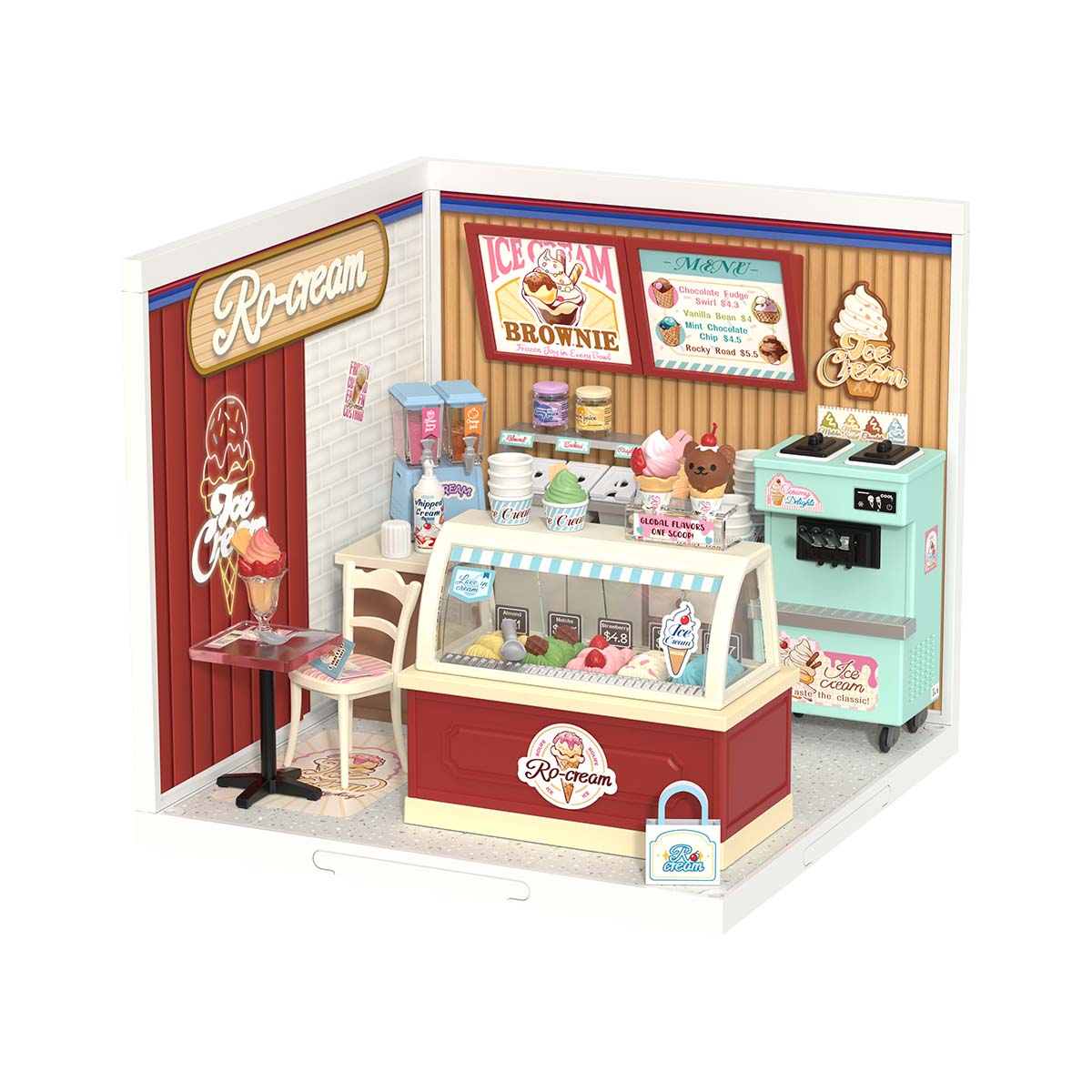 Casa Miniatura "Sorveteria Clássica" DIY (Faça Você Mesmo)